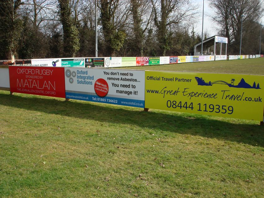 custom pitch side advertising boards made by Universal Graphix